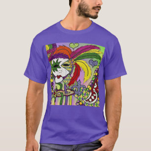 T-shirt Masque de plumes de Mardi Gras psychédélique