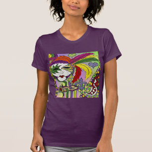 T-shirt Masque de plumes de Mardi Gras psychédélique