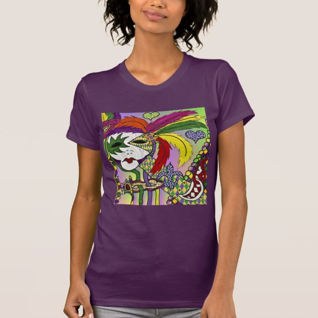 T-shirt Masque de plumes de Mardi Gras psychédélique (Devant)