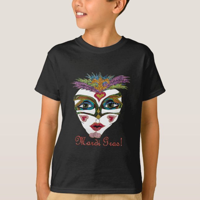 T-shirt Masque de plumes de Parties scintillant Mardi Gras (Devant)