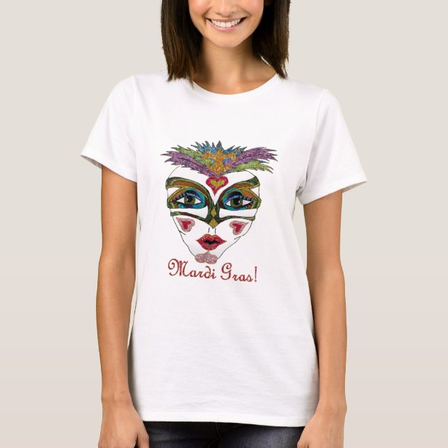 T-shirt Masque de plumes de Parties scintillant Mardi Gras (Devant)