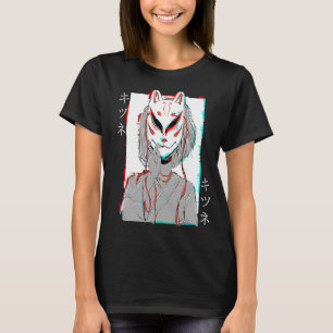 T-shirt Masque de renard Kitsune Vaporwave Glitch style ja