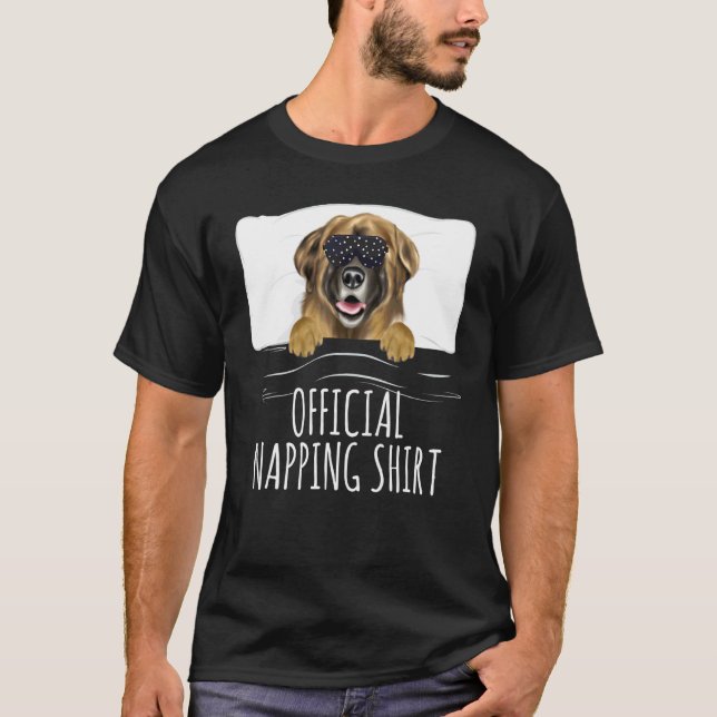 T-shirt Masque de sommeil noir Leonberger Official Napping (Devant)