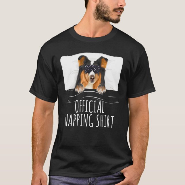 T-shirt Masque de sommeil noir Shetland Sheepdog Official  (Devant)