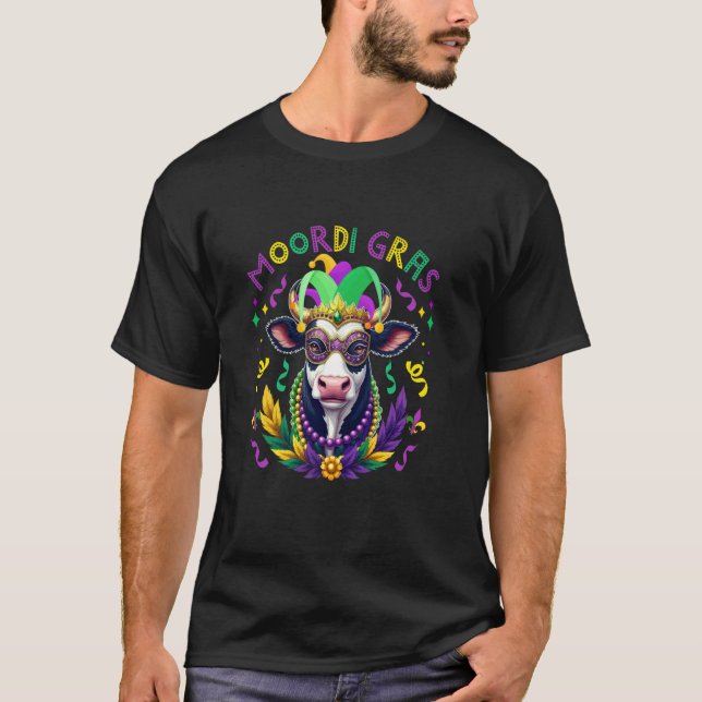 T-shirt Masque de sons de vache de Mardi Gras Perles Défil (Devant)