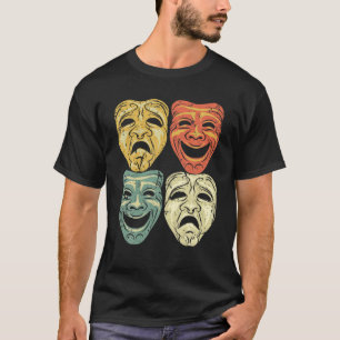 T-shirt Masque de théâtre couleur Vintage cool   Drôle 