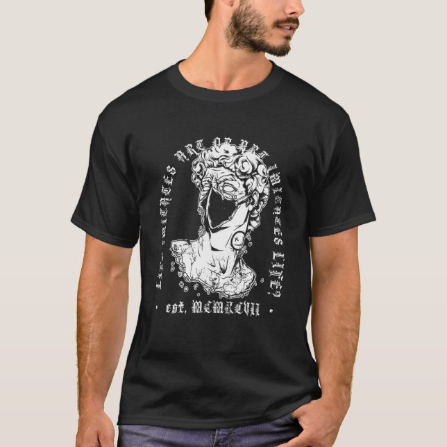 T-shirt Masque de vie d'art grec David Statue Tatouage Mas (Devant)