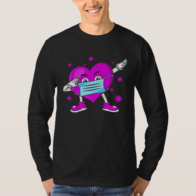 T-shirt Masque de visage cœur Dabbing Saint-Valentin (Devant)