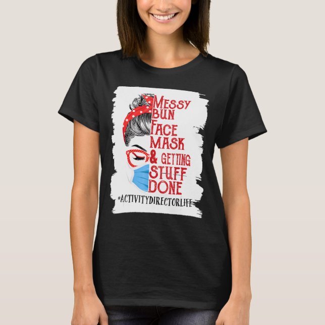 T-shirt Masque de visage pour femmes avec chignon désordon (Devant)