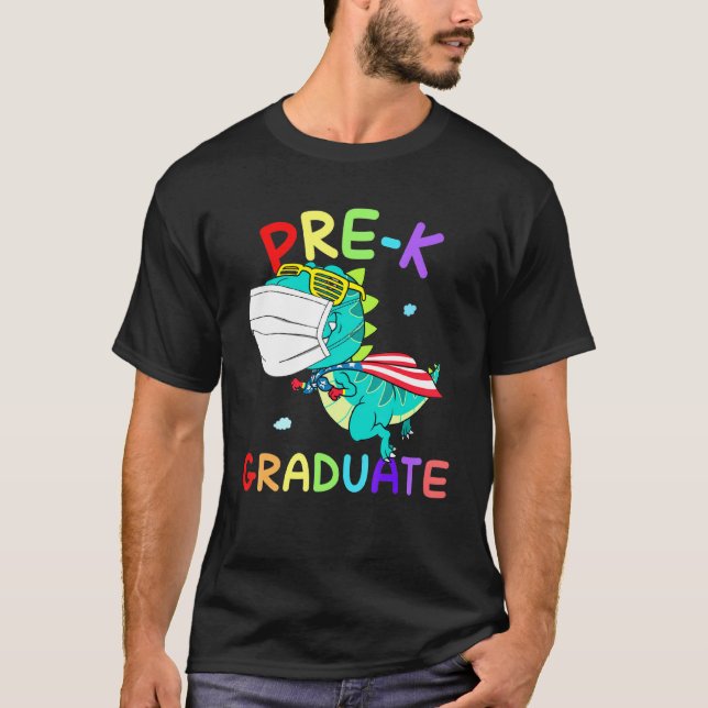 T-shirt Masque de visage pré-K Graduate Super T Rex Gradua (Devant)