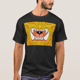 T-shirt Masque Démon Doré Avec Dents.