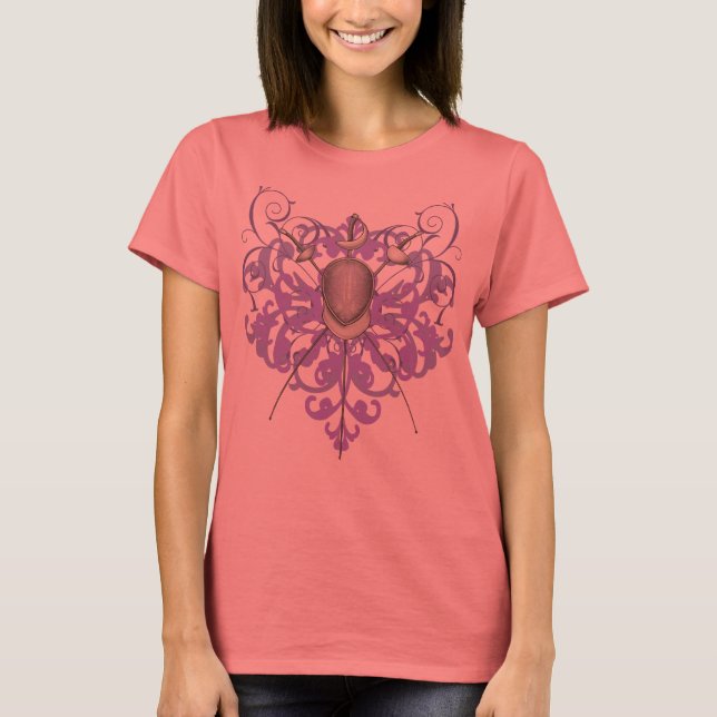 T-shirt Masque d'escrime pour femmes en mauve urbaine (Devant)