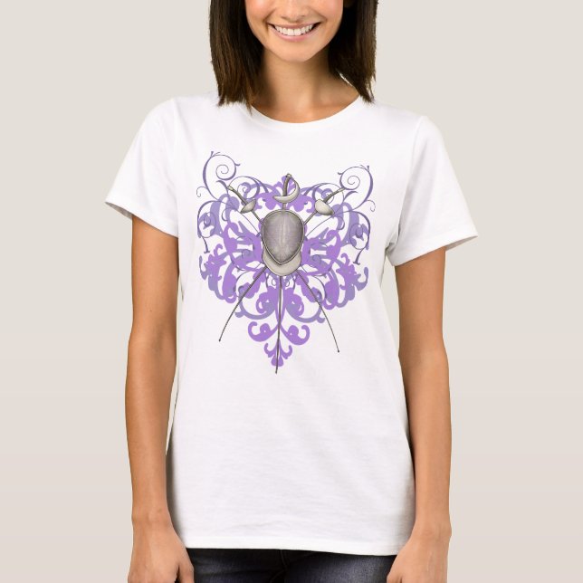 T-shirt Masque d'escrime pour femmes en mauve urbaine (Devant)