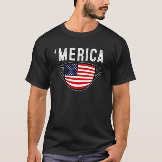 T-shirt Masque Drapeau Américain T 4 juillet Hommes Femmes