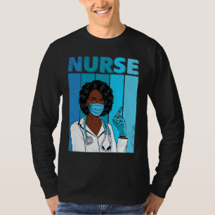 T-shirt Masque facial d'uniforme d'infirmière noire Afro N