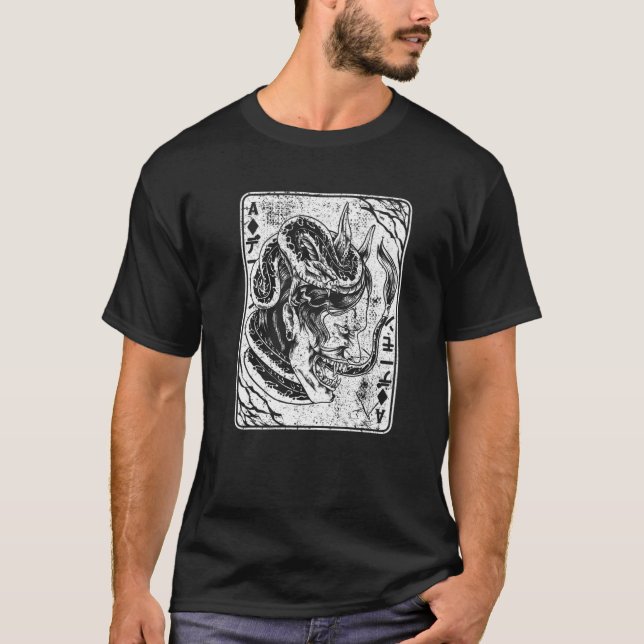 T-shirt Masque japonais Oni Masque Masque Bushido Samurai  (Devant)