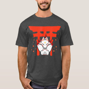 T-shirt Masque Kabuki Kitsune portant le renard japonais I