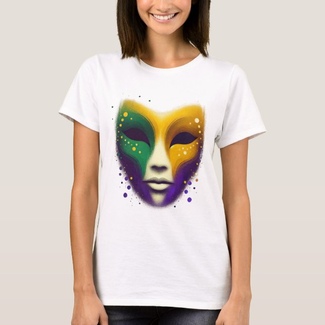 T-shirt Masque Mardi Gras jaune violet (Devant)