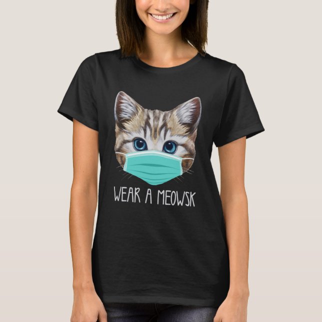 T-shirt Masque Pro Cat Quarantine Kitty Porter un visage M (Devant)