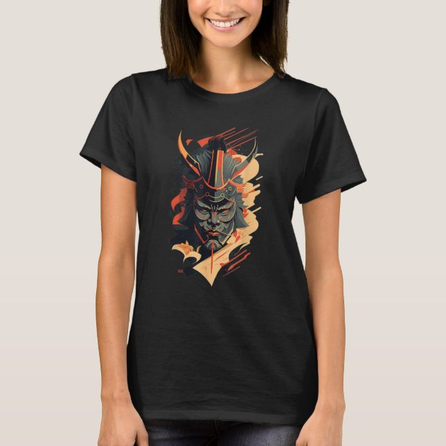 T-shirt Masque rétro Samurai traditionnel japonais guerrie (Devant)