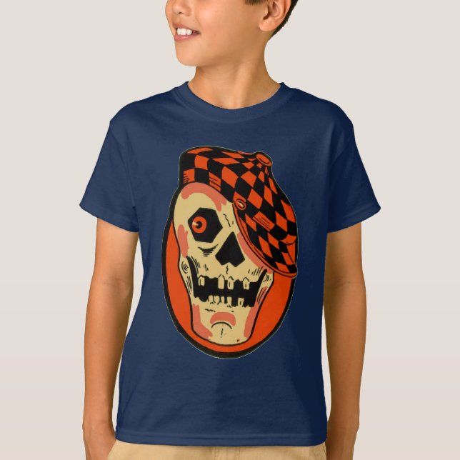 T-shirt Masque squelette Halloween vintage (Devant)