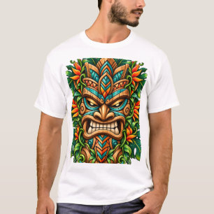 T-shirt Masque Tiki de la Fougère Émeraude