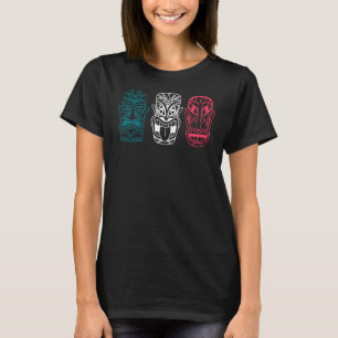 T-shirt Masque Tiki polynésien trois totems Maori hawaïen