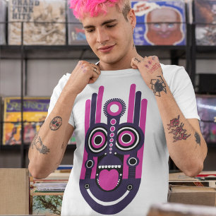 T-shirt Masque Tiki Violet Et Rose