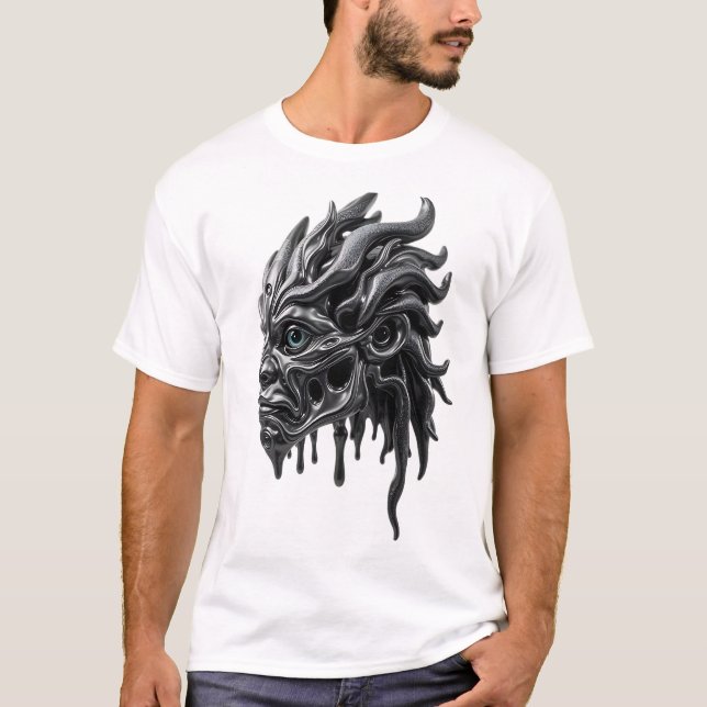 T-shirt Masque Tribal Liquid Metal Art (Devant)