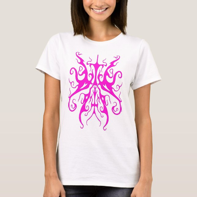 T-shirt Masque Tribal Rose Élégant Design Abstrait (Devant)