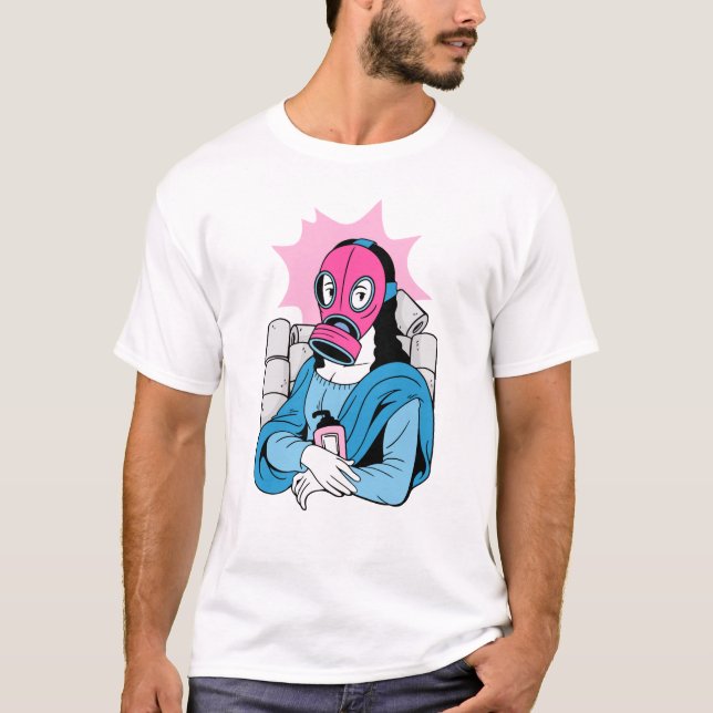 T-shirt masque visage covid mona lisa drôle (Devant)