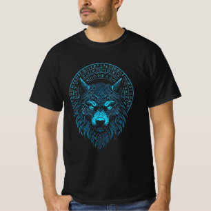 T-shirt Masque Wolf Odin Runes Norse Compass Viking
