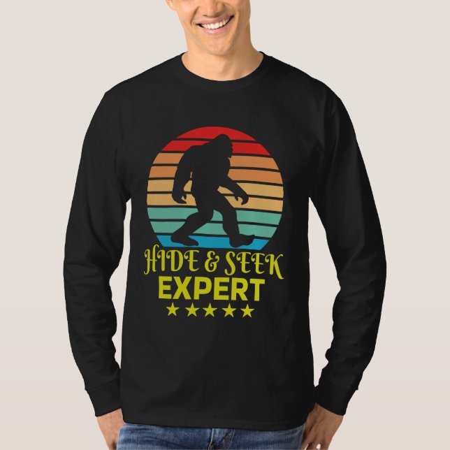 T-shirt Masquer Et Chercher Expert Bigfoot Drôle (Devant)