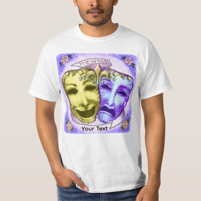 T-shirt Masques d'acteur jaune violet (Devant)