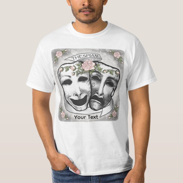 T-shirt Masques d'acteur noir et blanc (Devant)