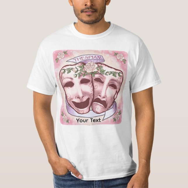 T-shirt Masques d'acteur rose (Devant)