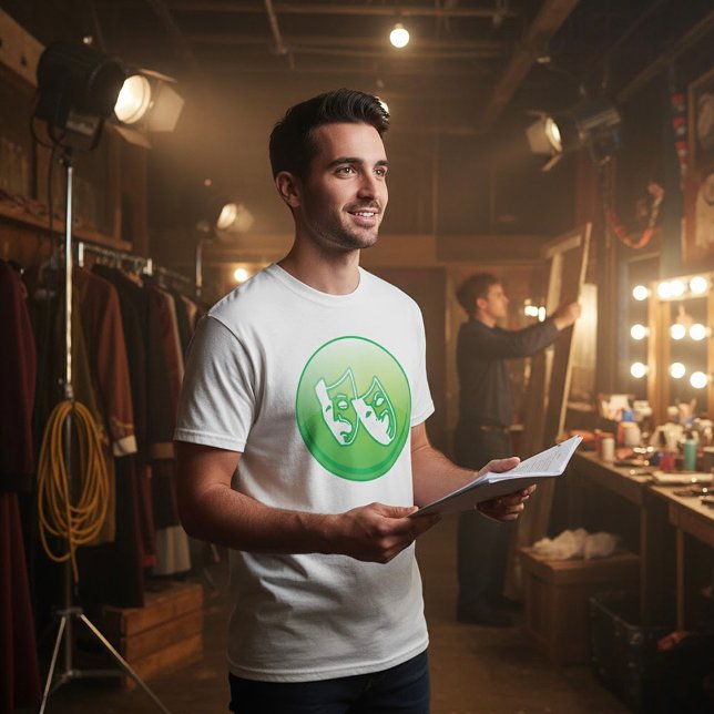 T-shirt Masques de Comédie et Tragédie Verts pour le Drame (Créateur téléchargé)