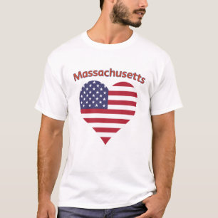 T-shirt Massachusetts American Flag Heart