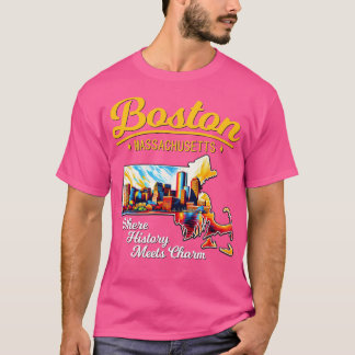 T-shirt Massachusetts De Boston Où L'Histoire Rencontre Le