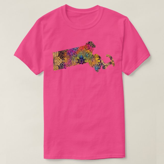 T-shirt Massachusetts États-Unis d'Amérique Mandala Flo (Design devant)