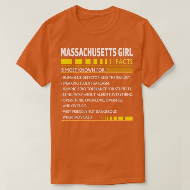 T-shirt Massachusetts Fille Faits (Design devant)