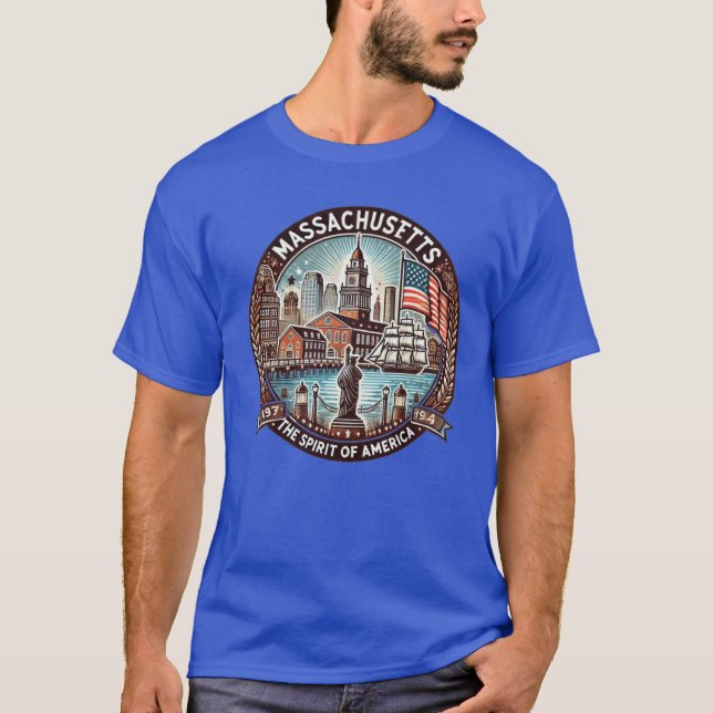 T-shirt Massachusetts incarnant l'esprit de l'Amérique (Devant)