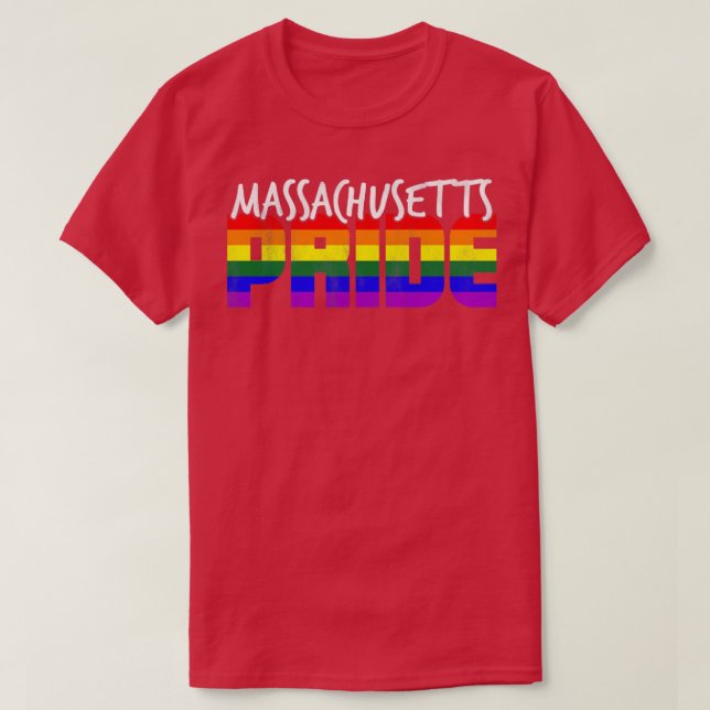 T-shirt Massachusetts Pride LGBT Flag  (Design devant)