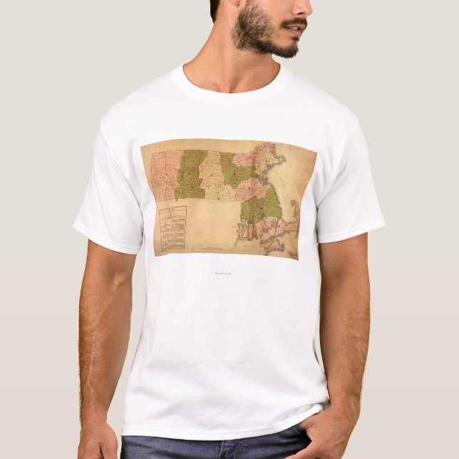 T-shirt MassachusettsPanoramic MapMassachusetts (Devant)