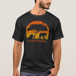 T-shirt Massai Mara Safari Elephant Lion Kenya Safari T-Sh