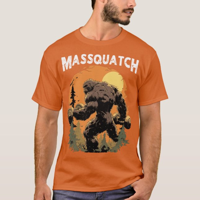 T-shirt Massquatch Funny Workout Gym Sasquatch Weightlifte (Devant)