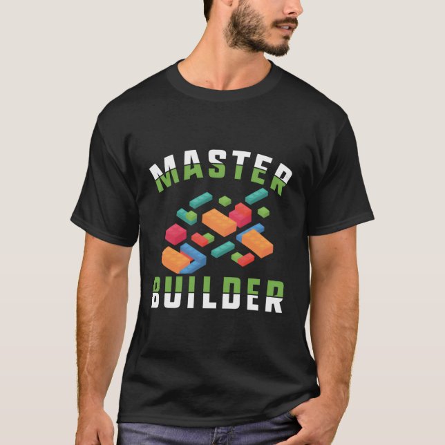 T-shirt Master Builder Bâtiments Blocs Toy Bricks Cadeau D (Devant)