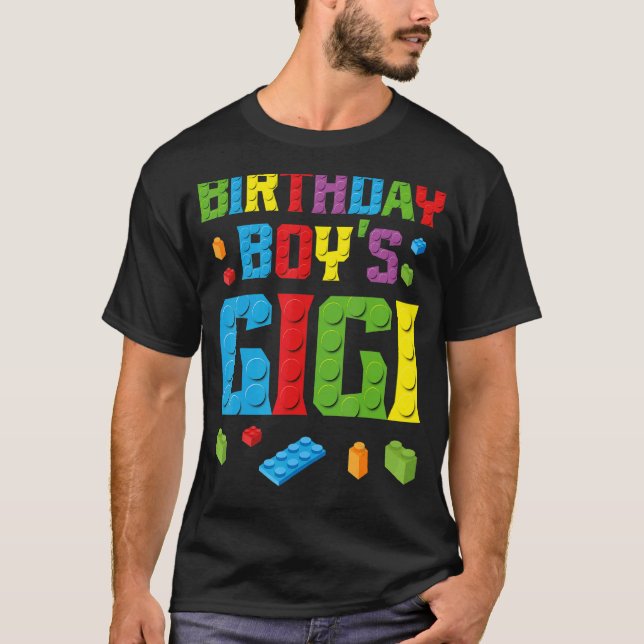 T-shirt Master Builder Birthday Boy's Gigi Building Bricks (Devant)