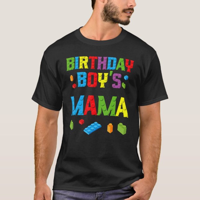 T-shirt Master Builder Birthday Boy's Mama Building Bricks (Devant)