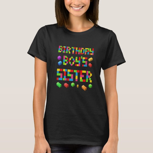 T-shirt Master Builder Birthday Boy's Sister Building Bric (Devant)